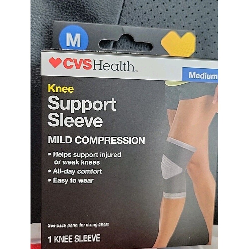 CVS Health Knee Support Sleeve Mild Compression GRAY SIZE MEDIUM